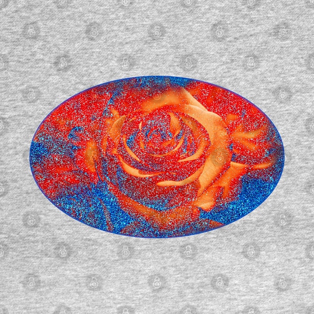 Red Roses and blue glitter floral pattern with romantic flowers by designsbyxarah